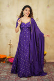 Yamuna Purple Maxi Dress (Set of 2)