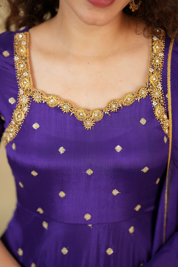 Yamuna Purple Maxi Dress (Set of 2)