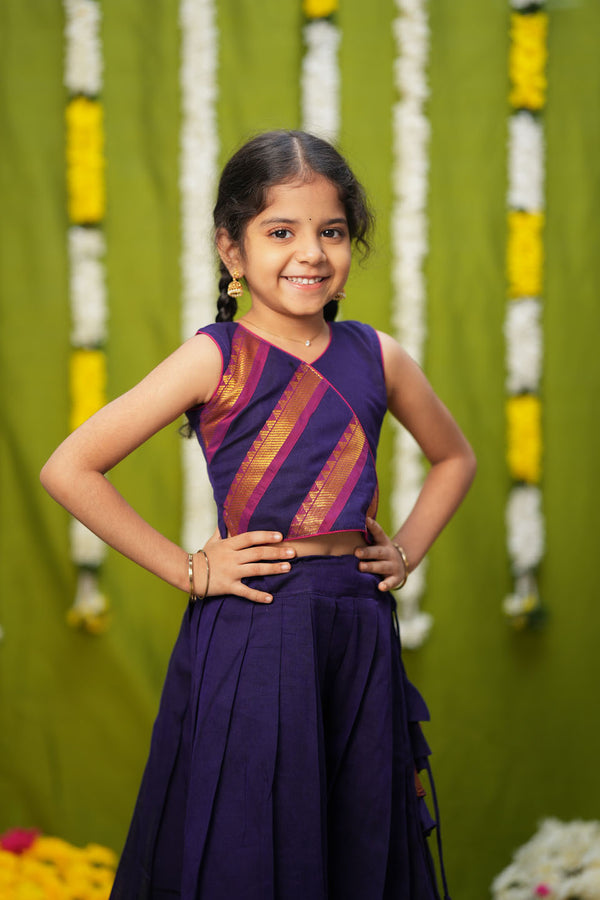IMD - Brindha Violet Handlloom Top & Skirt Mini