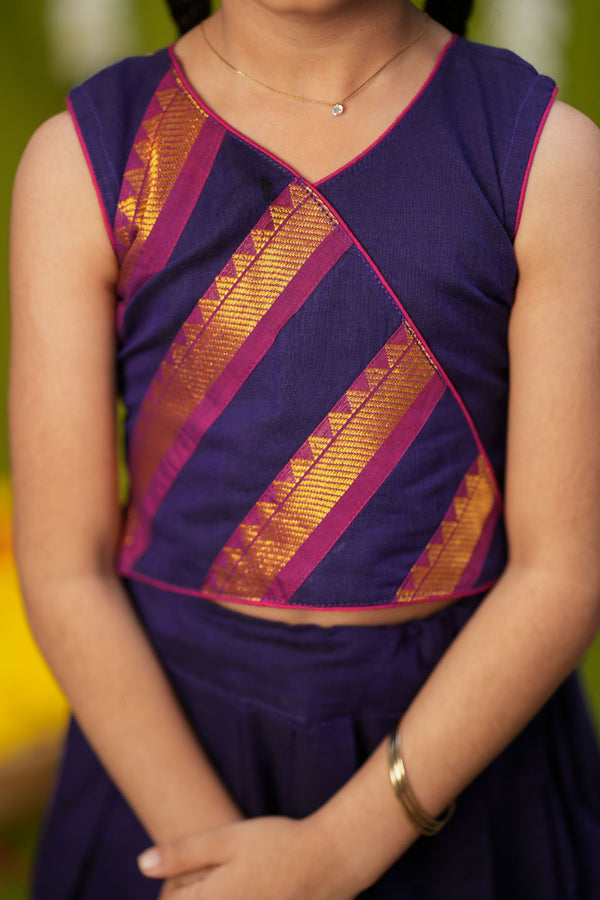 IMD - Brindha Violet Handlloom Top & Skirt Mini