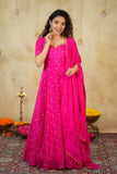 Yamuna Rani Pink Maxi Dress  (Set of 2)