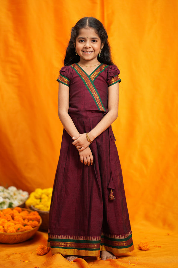 Aarvi Maroon Handwoven Kids Mini