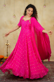 Yamuna Rani Pink Maxi Dress  (Set of 2)