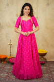 Yamuna Rani Pink Maxi Dress  (Set of 2)