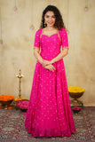 Yamuna Rani Pink Maxi Dress  (Set of 2)