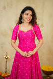 Yamuna Rani Pink Maxi Dress  (Set of 2)