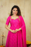 Yamuna Rani Pink Maxi Dress  (Set of 2)