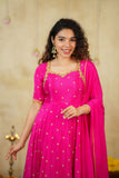 Yamuna Rani Pink Maxi Dress  (Set of 2)