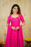Yamuna Rani Pink Maxi Dress  (Set of 2)
