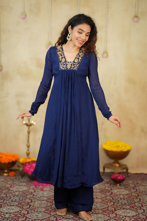 Kiara Navy Blue Kurta Set (Set of 2)