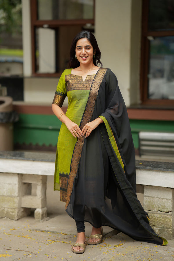 Prisha Olive Green Kurti Set (Set of 2)