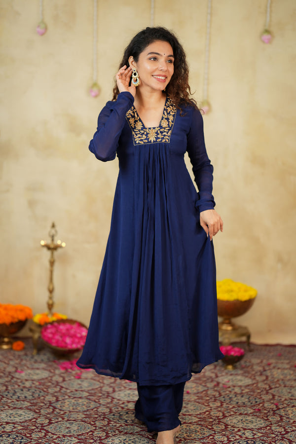 Kiara Navy Blue Kurta Set (Set of 2)