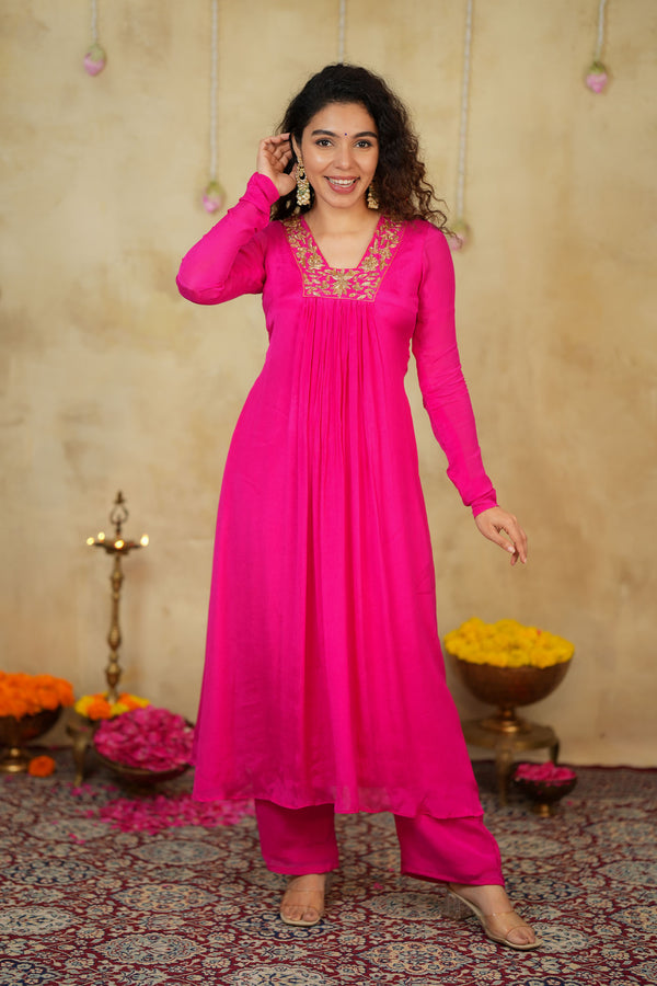Kiara Rani Pink Kurta Set ( Set of 2)