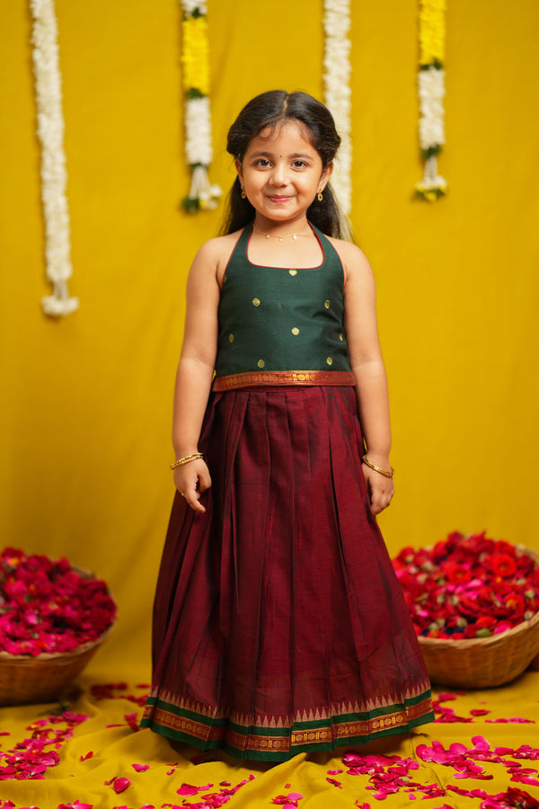 Megha Green with Maroon Lehenga Mini