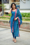 Shraddha Teal Handloom Kurti Set (Set of 2)