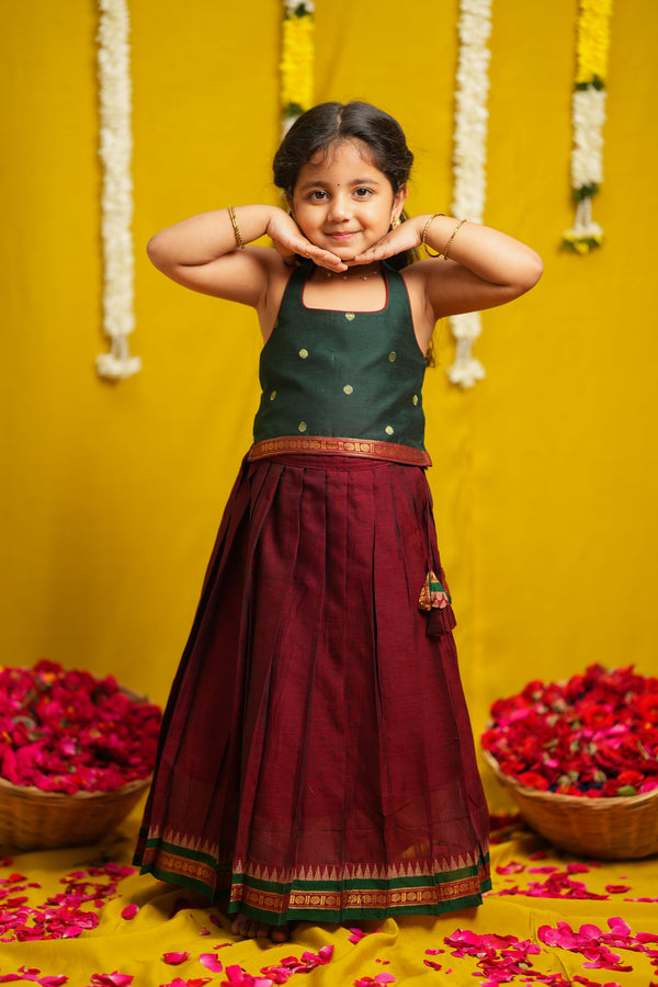 Megha Green with Maroon Lehenga Mini