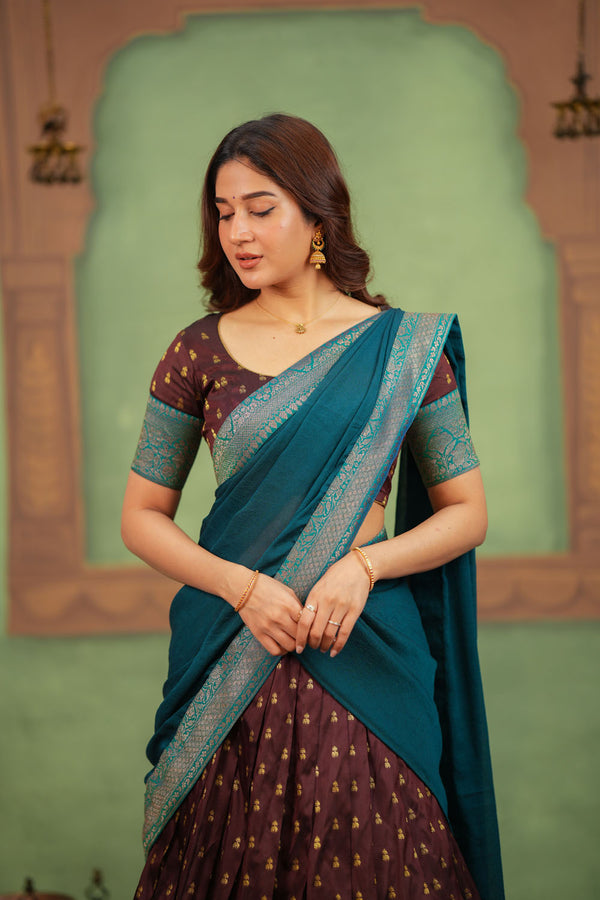Sravanthi Brown Halfsaree ( Set of 2 )