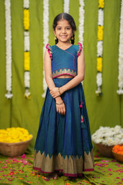 Gautami Teal Handlloom Top & Skirt Mini