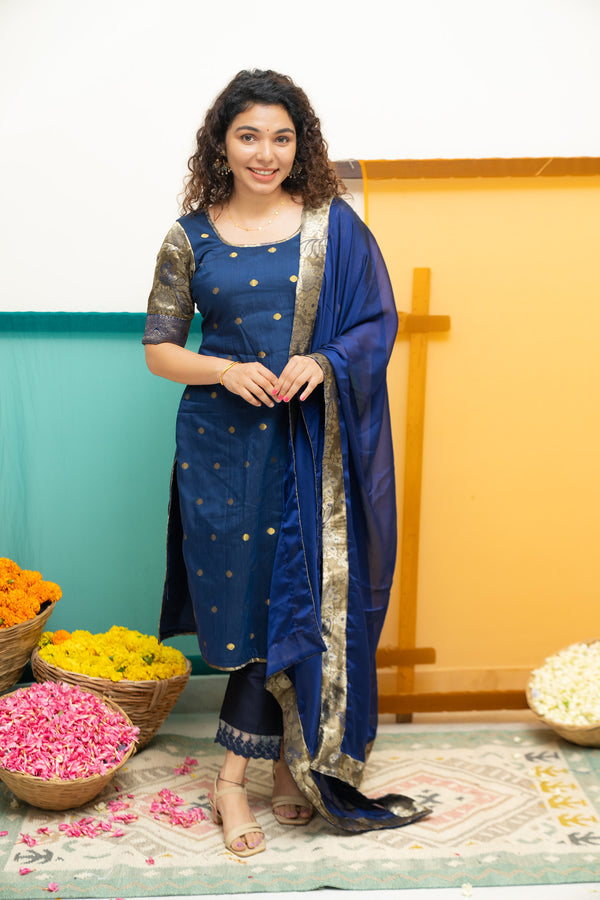Nikitha Navy Blue Kurti Set