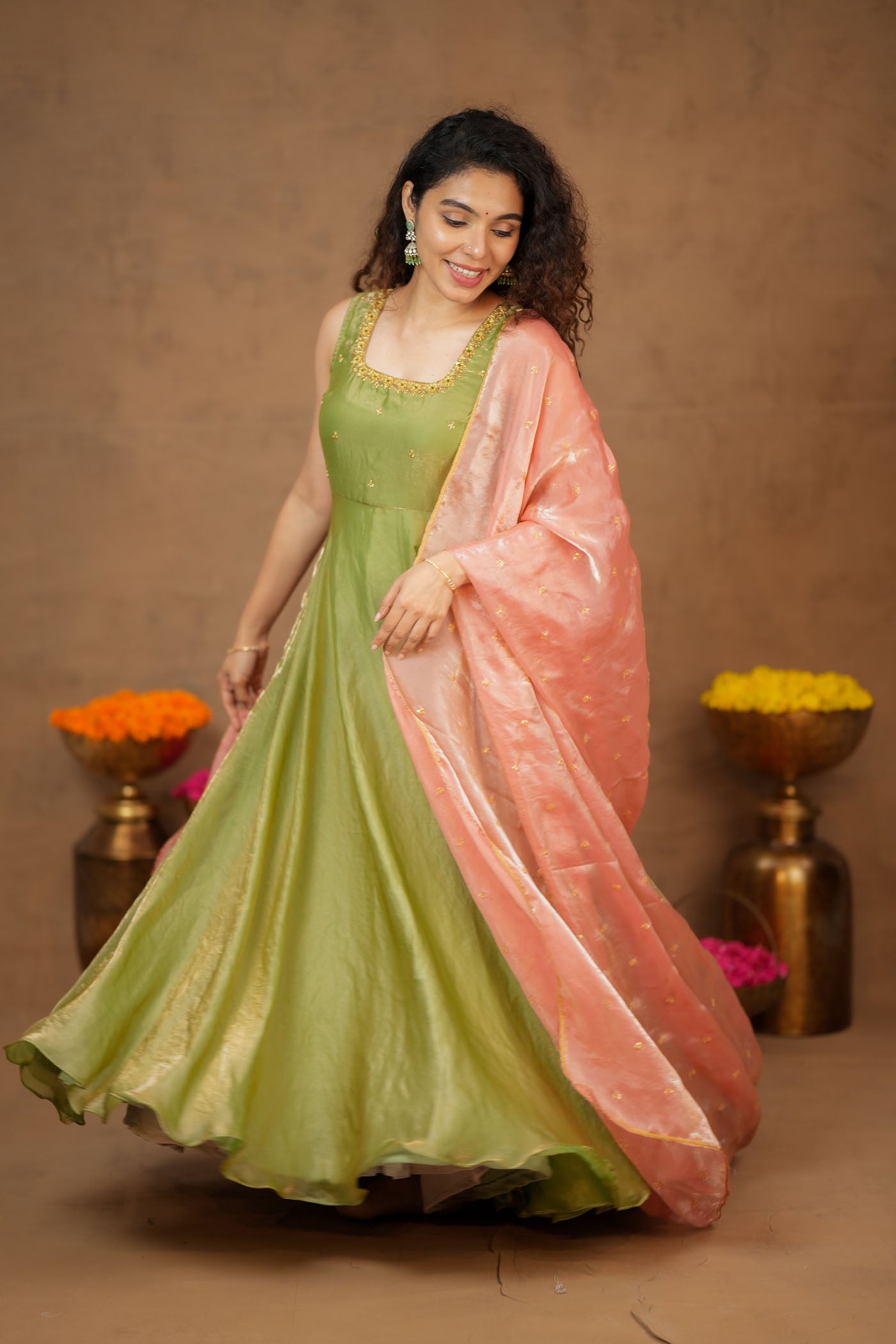 Shrishti Mint Green Sleeveless Maxi Dress (Set of 2)