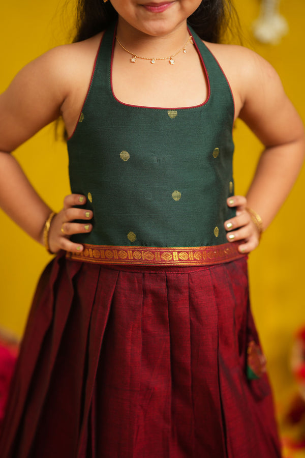Megha Green with Maroon Lehenga Mini