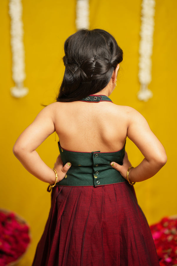 Megha Green with Maroon Lehenga Mini