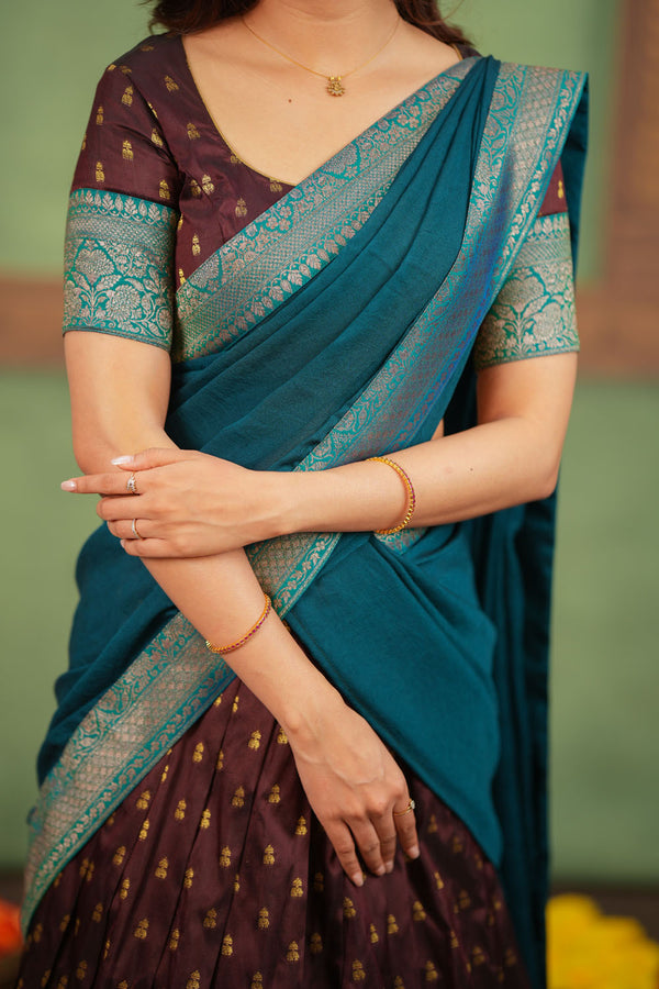 Sravanthi Brown Halfsaree ( Set of 2 )