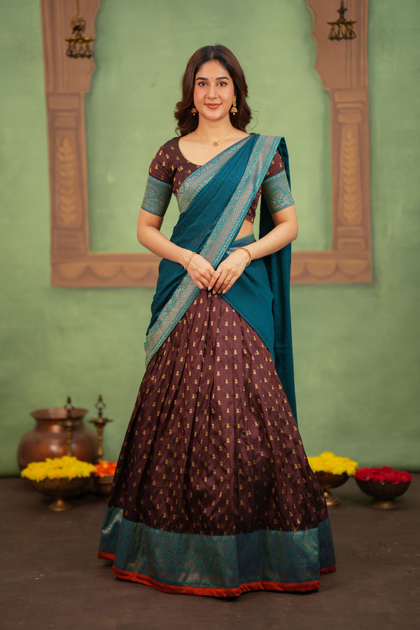 Sravanthi Brown Halfsaree ( Set of 2 )