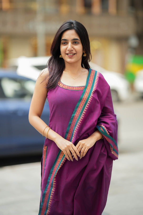 Shraddha Magenta Handloom Kurti Set (Set of 2)