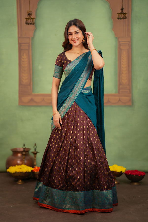 Sravanthi Brown Halfsaree ( Set of 2 )