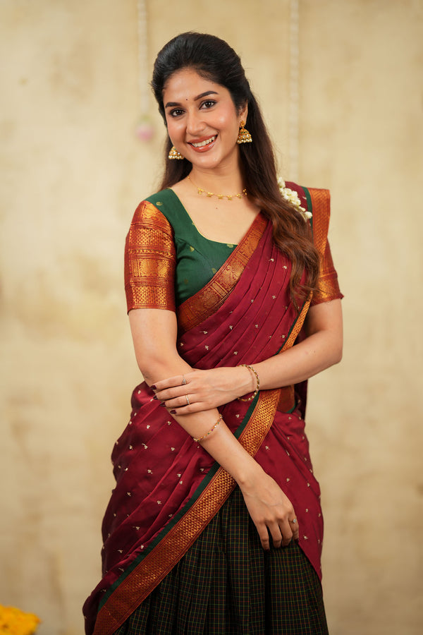 Daksha Black Checks Halfsaree& Frock Mom & Me