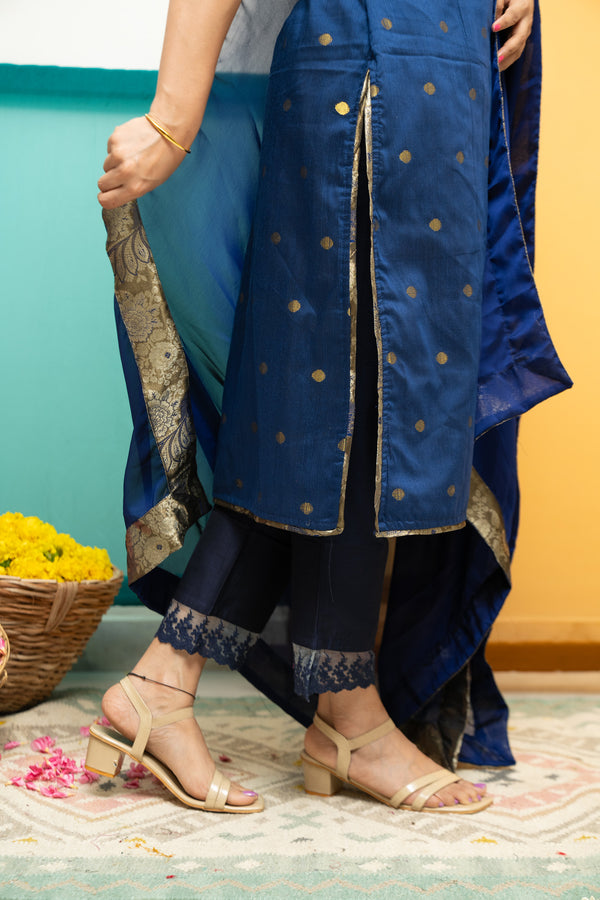 Nikitha Navy Blue Kurti Set