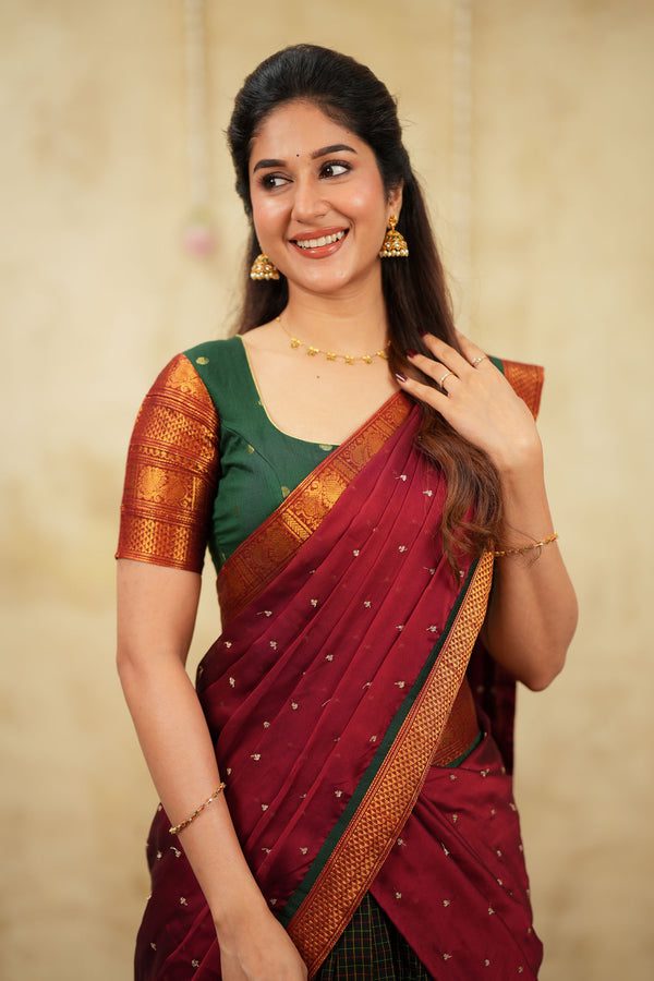 Daksha Black Checks Halfsaree& Frock Mom & Me
