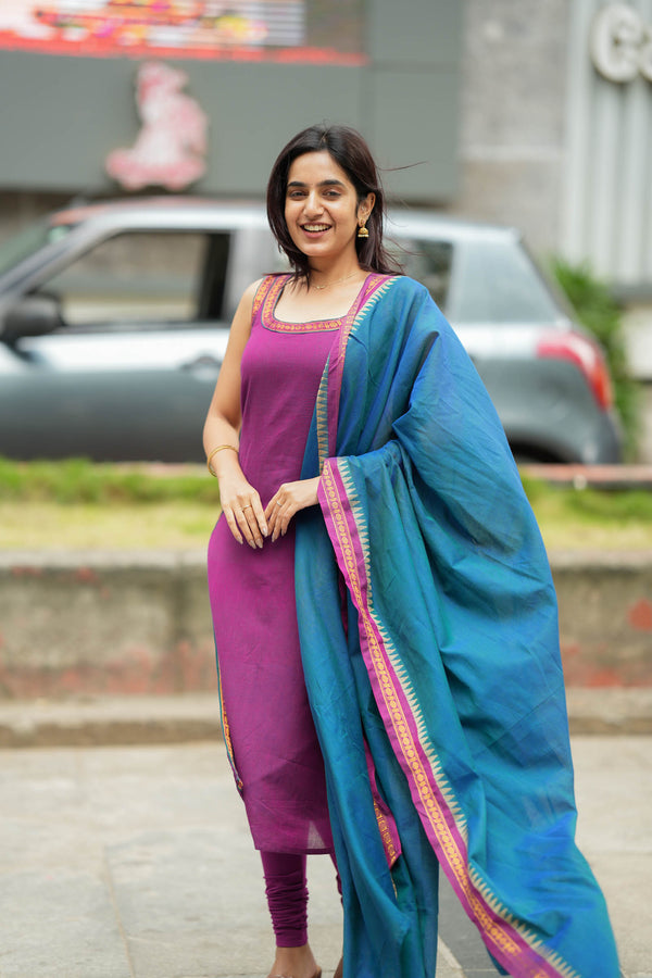 Shraddha Magenta with Teal Kurti Set (Set of 2)