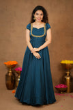 Niharika Teal Maxi Dress (Set of 2)
