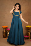Niharika Teal Maxi Dress (Set of 2)