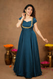 Niharika Teal Maxi Dress (Set of 2)