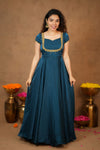 Niharika Teal Maxi Dress (Set of 2)