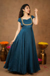 Niharika Teal Maxi Dress (Set of 2)
