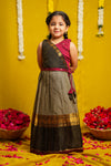 Radhi Grey with Maroon Lehenga Mini