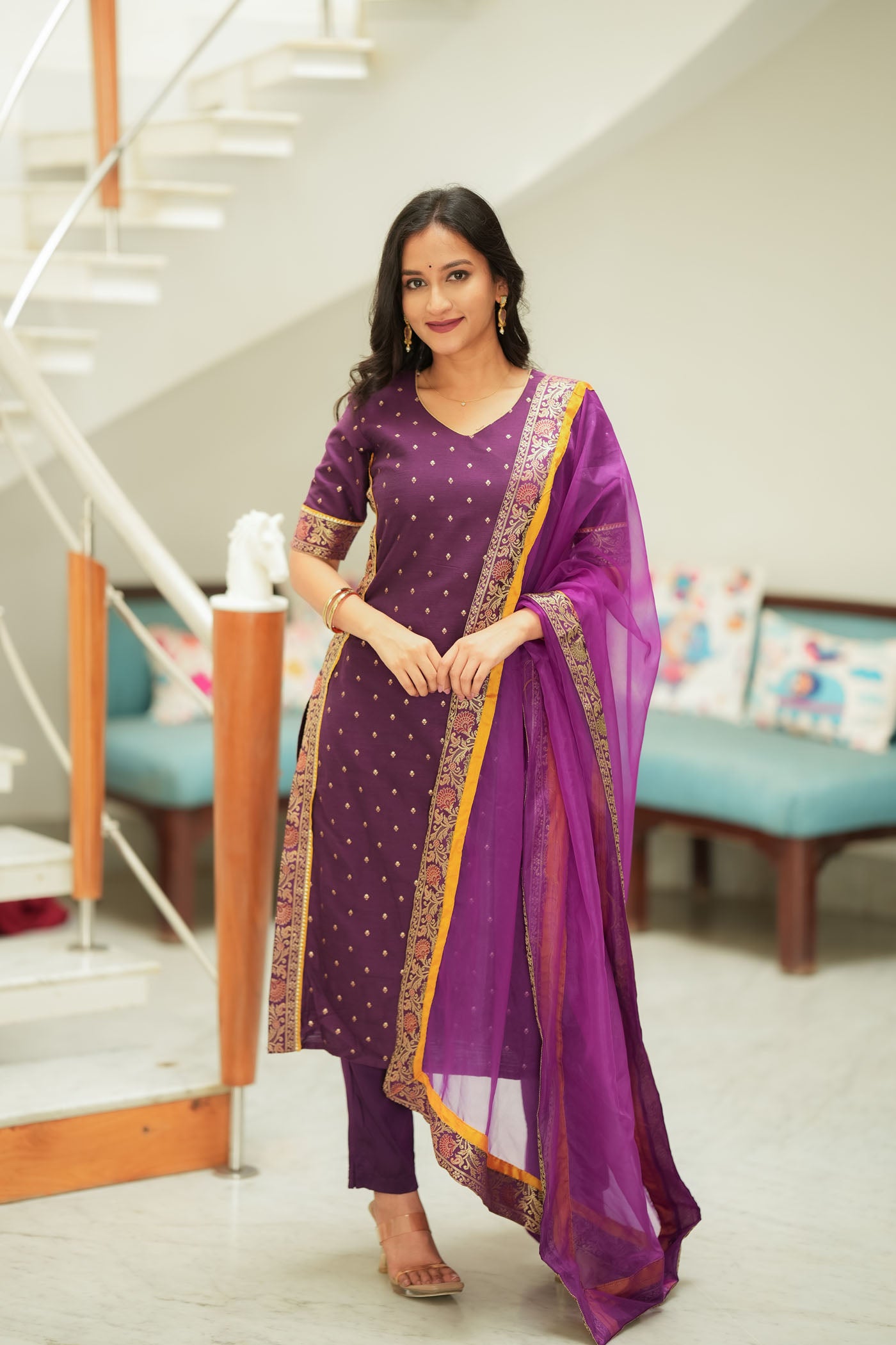 Svarna Wine Kurti Set