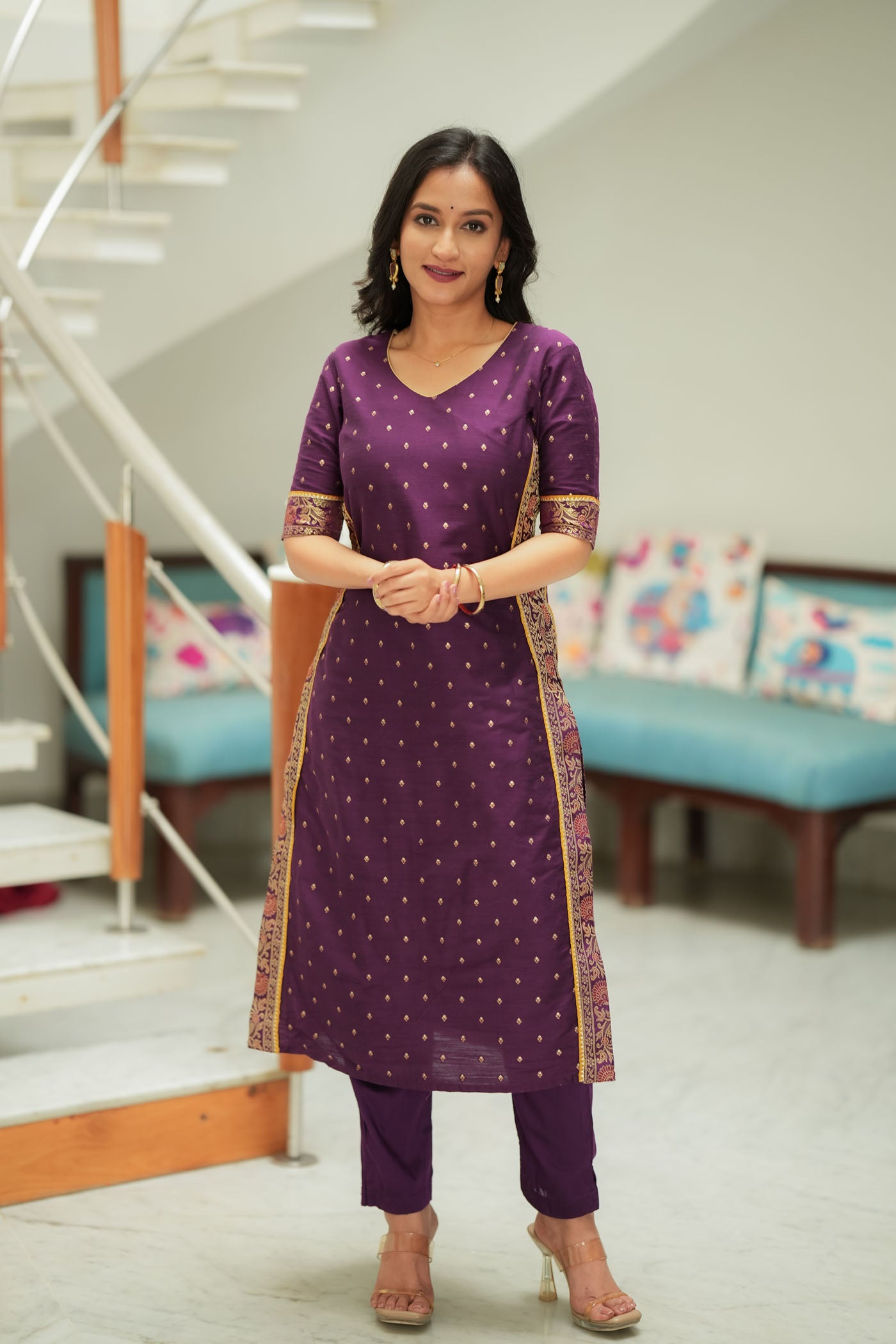 Svarna Wine Kurti Set