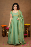 Niharika Aqua Green Maxi Dress (Set of 2)