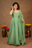 Niharika Aqua Green Maxi Dress (Set of 2)