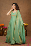 Niharika Aqua Green Maxi Dress (Set of 2)