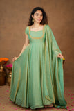 Niharika Aqua Green Maxi Dress (Set of 2)