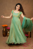 Niharika Aqua Green Maxi Dress (Set of 2)