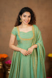 Niharika Aqua Green Maxi Dress (Set of 2)