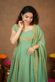 Niharika Aqua Green Maxi Dress (Set of 2)