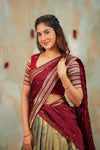 Mayuri Mint Green with Maroon Halfsaree (Set of 3)